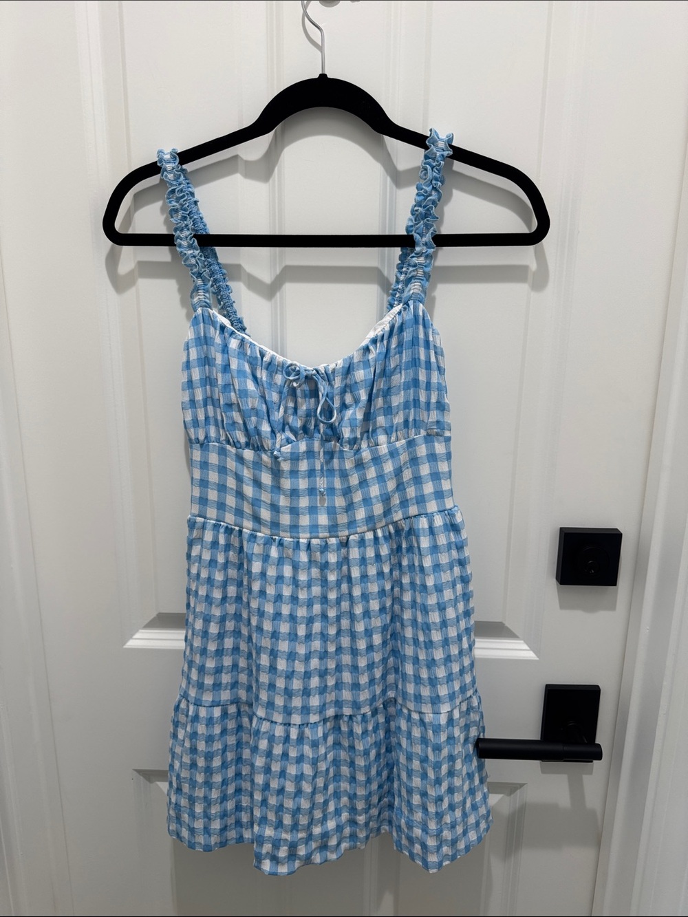 Blue Gingham Sundress for women - Smocked Straps